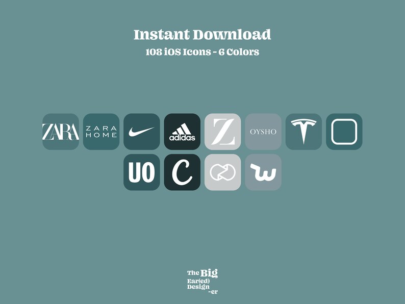 Aesthetic Blue Ios 14 App Icons Pack 108 Icons 6 Colors Etsy