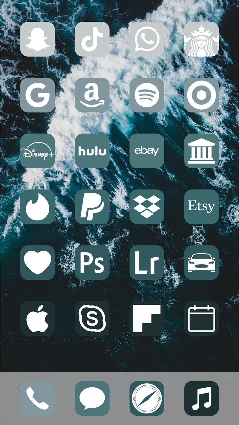 Aesthetic Blue Ios 14 App Icons Pack 108 Icons 6 Colors Etsy