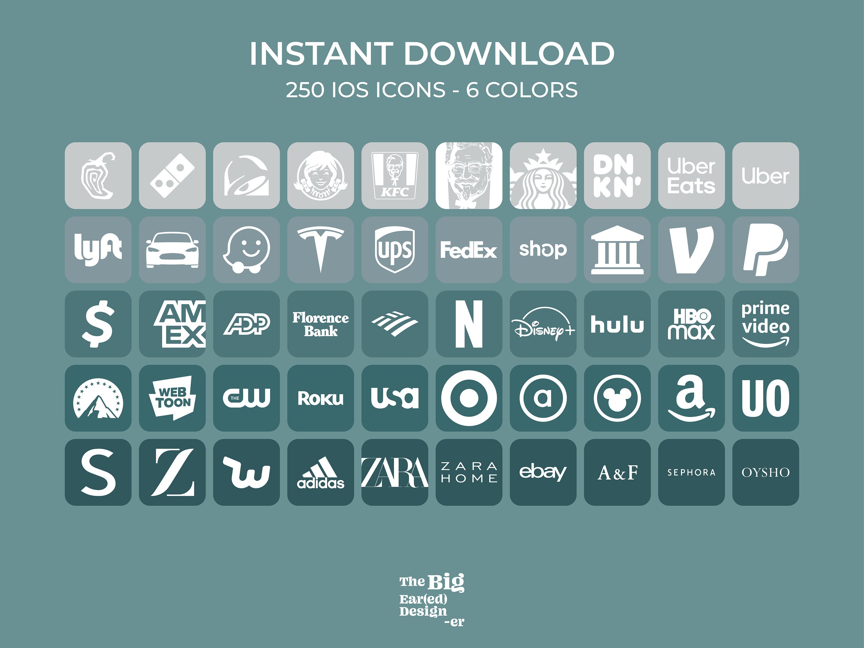 Aesthetic Blue Ios App Icons Pack 250 Icons 6 Colors Etsy