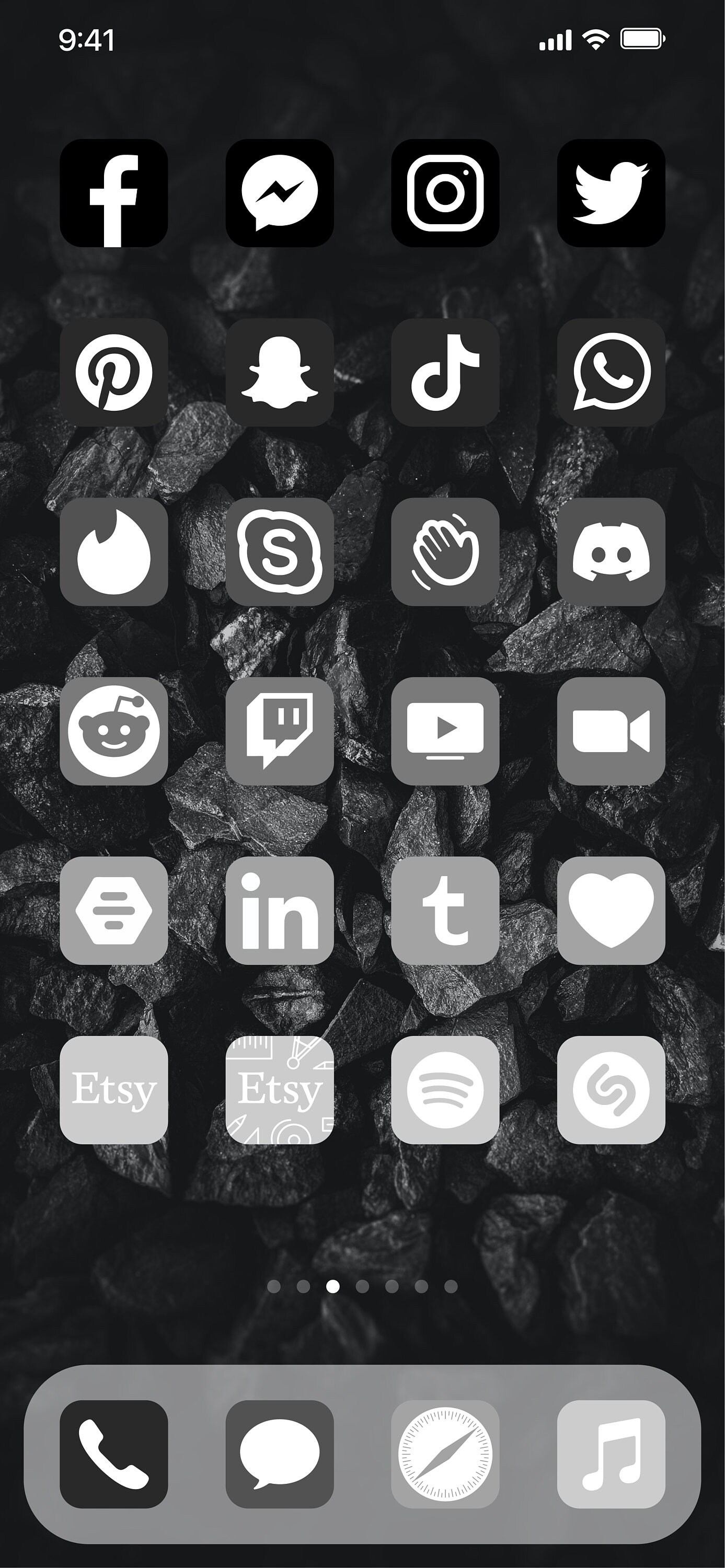 Aesthetic Black Ios App Icons Pack 250 Icons 6 Colors - Etsy
