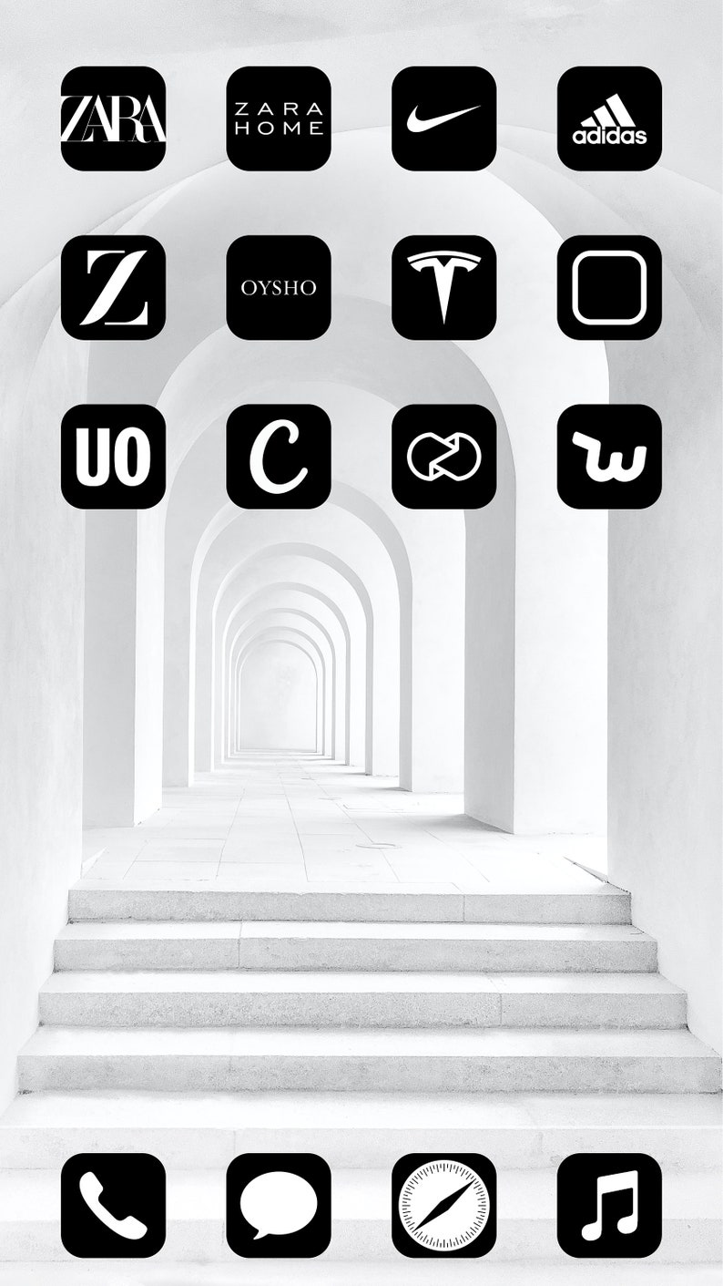 Aesthetic Black iOS 14 App Icons Pack 108 Icons 1 Color | Etsy