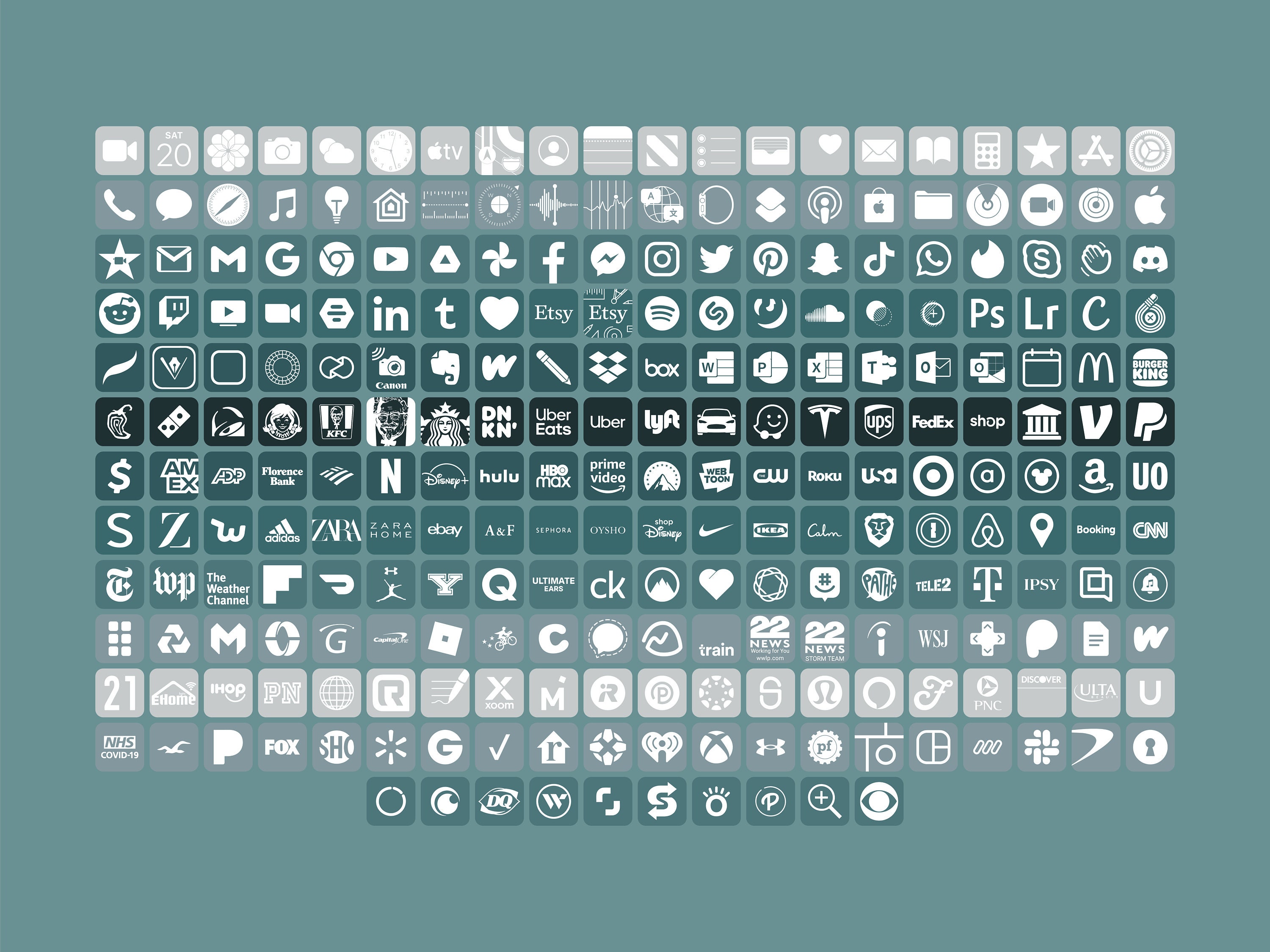 Aesthetic Blue Ios App Icons Pack 250 Icons 6 Colors Etsy