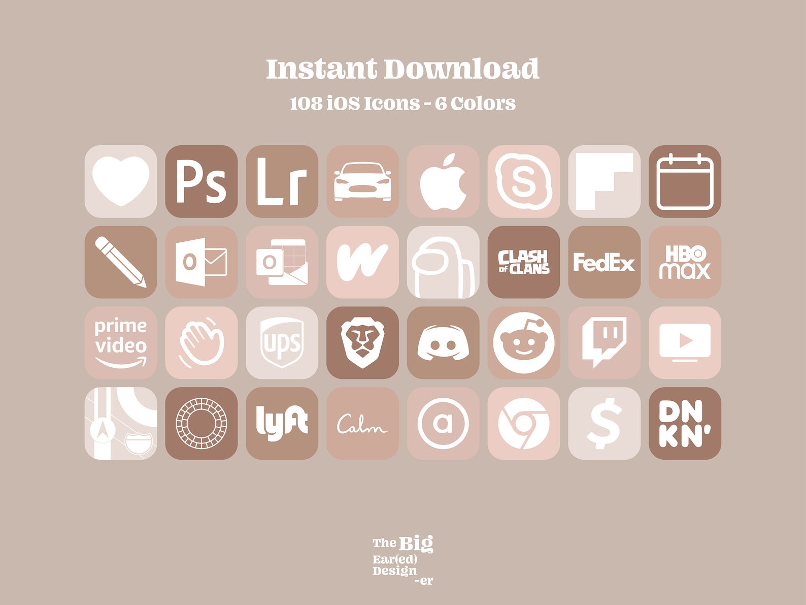 Aesthetic Neutral Ios App Icons Pack 108 Icons 6 Colors Etsy