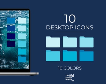 Aesthetic Blue Desktop Icons Pack - MacOS and Windows Compatible