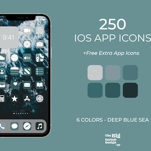 iOS 14 Icons - Blue App Icons - 250 Icons - 6 Colors - Blue App Icons Aesthetic - iOS Home Screen Pack
