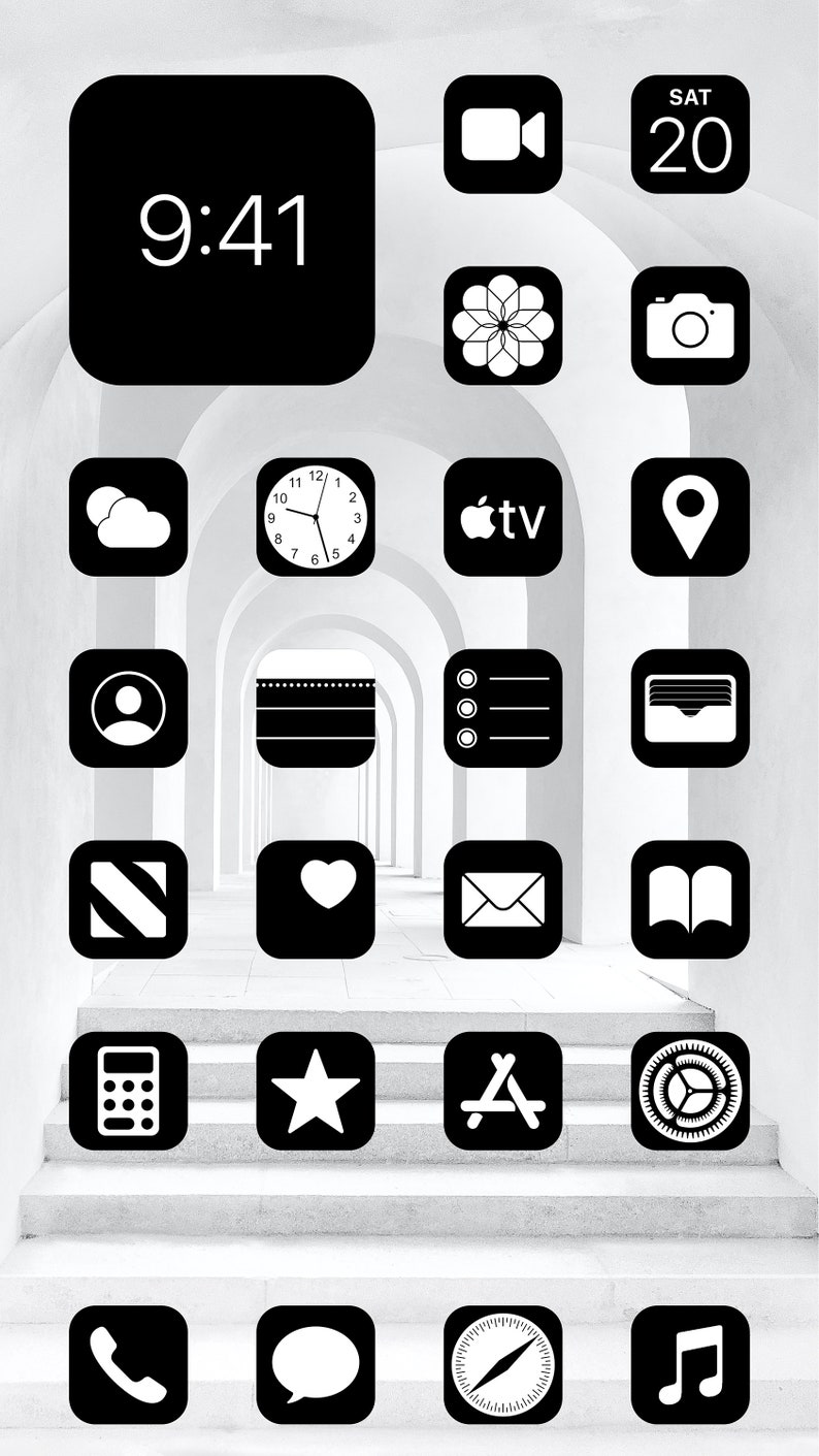 Aesthetic Black iOS 14 App Icons Pack 108 Icons 1 Color Etsy Aesthetic Black iOS 14 App Icons Pack 108 Icons 1 Color Etsy