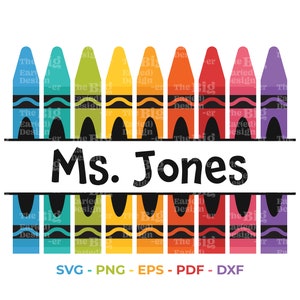 Back To School Crayon Monogram SVG, Crayon SVG Cricut File, Teacher Monogram SVG