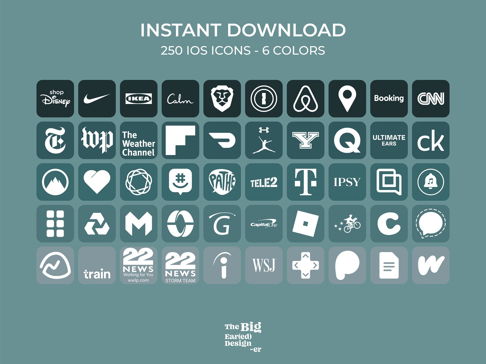 Aesthetic Blue Ios App Icons Pack 250 Icons 6 Colors Etsy