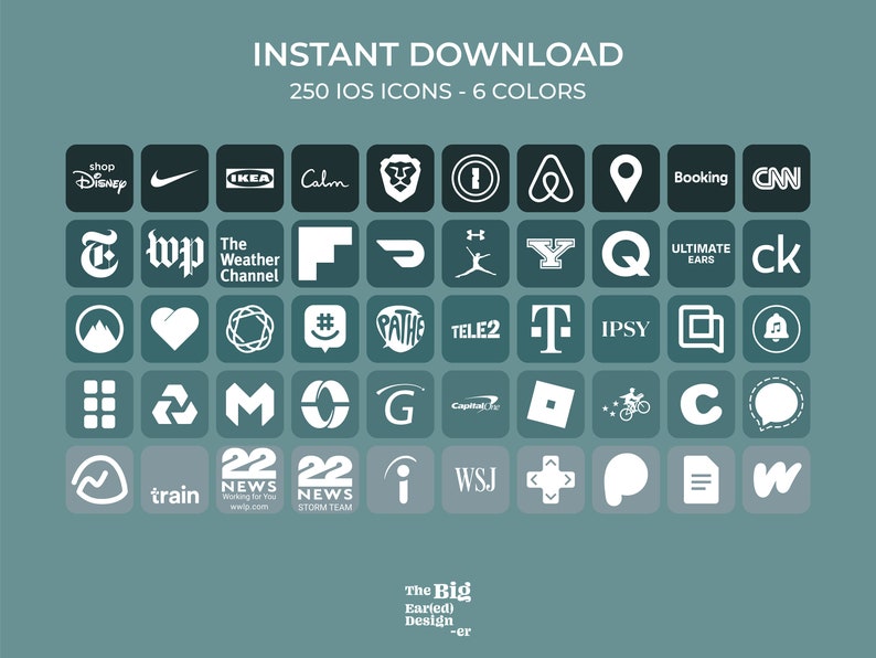 Aesthetic Blue Ios App Icons Pack 250 Icons 6 Colors Etsy