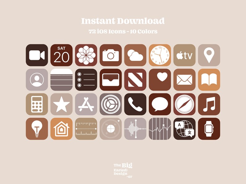 Aesthetic Fall iOS 14 App Icons Pack 72 Icônes 10 Couleurs