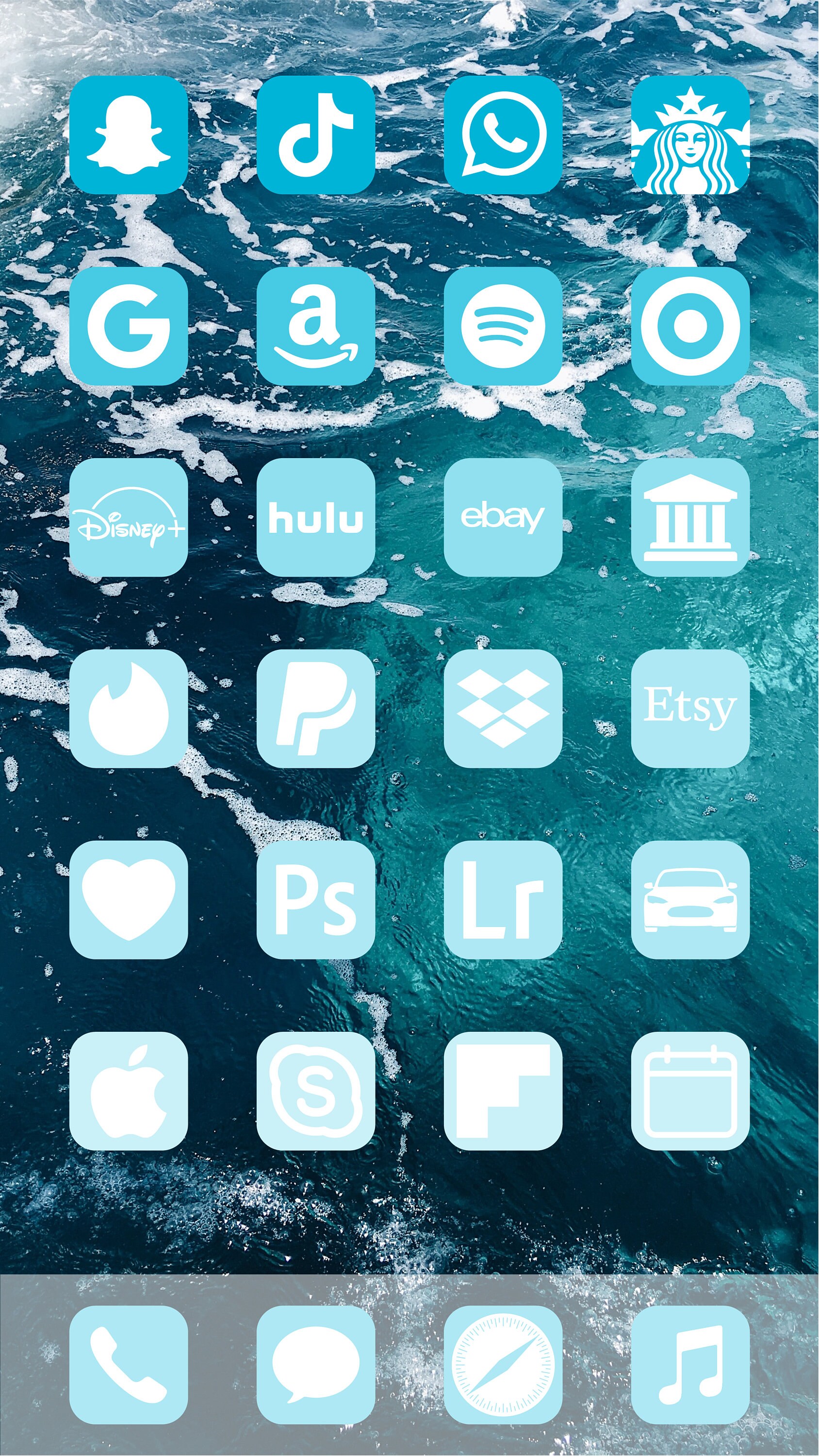 Aesthetic Blue iOS 14 App Icons Pack 108 iconos 10 colores Etsy