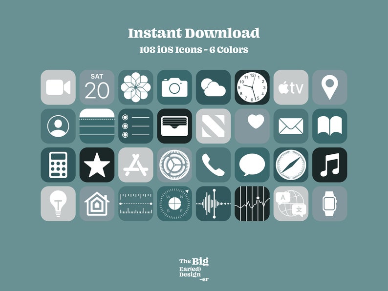 Aesthetic Blue Ios 14 App Icons Pack 108 Icons 6 Colors Etsy