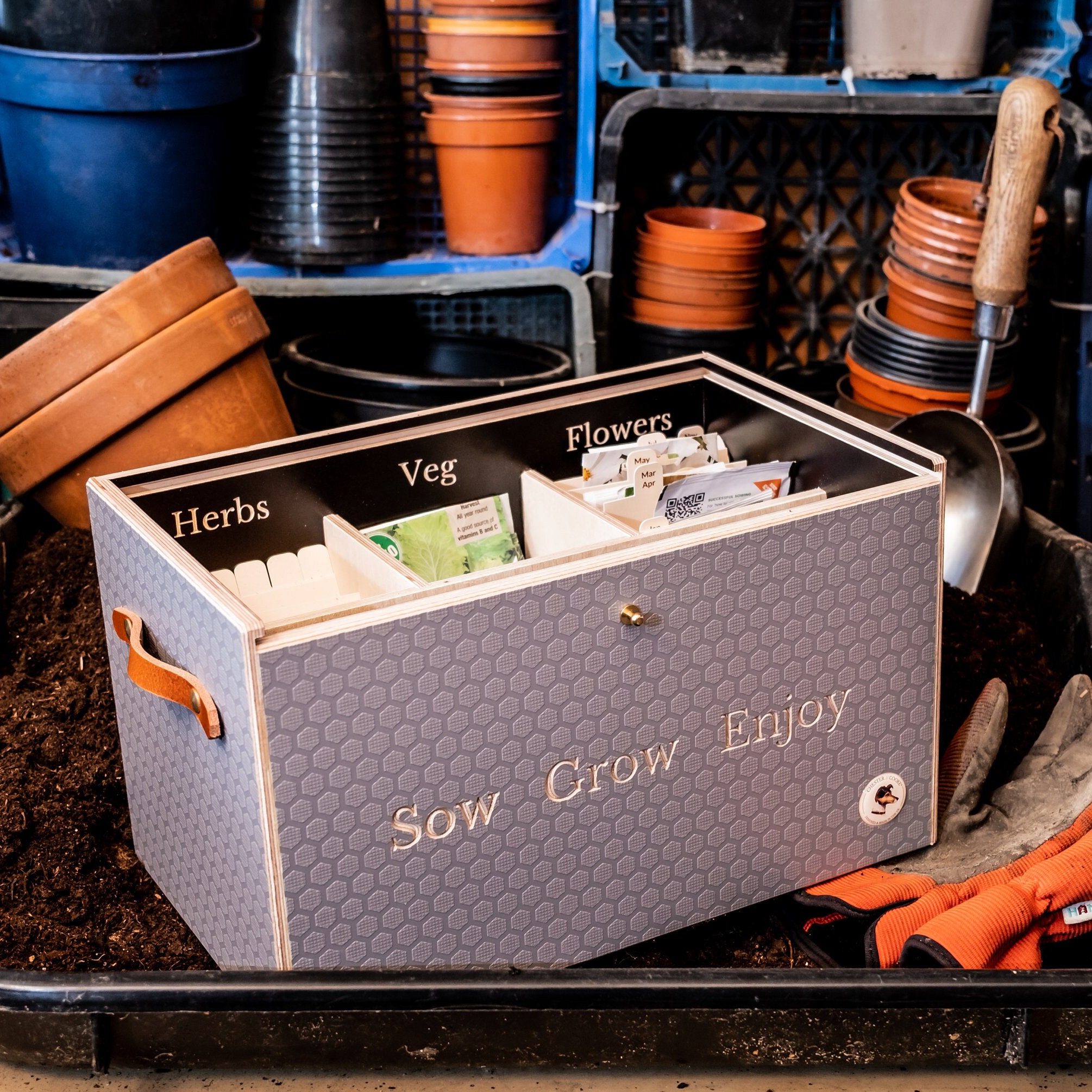 Seed Box, Seed Packet Storage Box, Wooden Seed Organiser, Seed Gift Box,  Seed Storage Box, Engraved Seed Packet Storage, Gardeners Gift, 