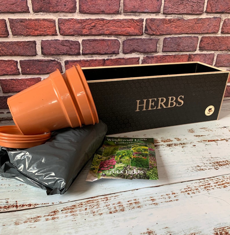 Wooden Herb Planter Grow Your Own Herb Kit Herb Planter Gift Etsy