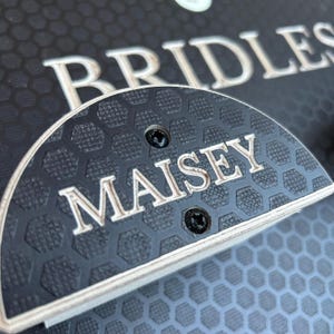 Bridle Hanger front replacements, bespoke bridle hooks, Personalised bridle hanger name plates to fit the Chester & Cooke Bridle rack