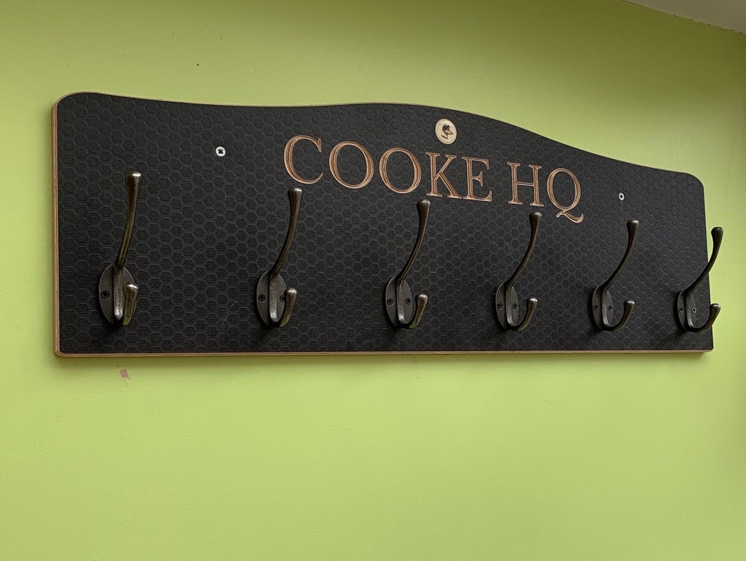 Wall Engraved Rack Personalised Wooden Brown Coat Rack, Wall Mounted Grey Storage Hangers ...