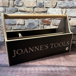 Wooden Tool Box, Engraved Tool Caddy, DIY Tool Box, Tool Storage Box, Tool Storage system, Tool Carrier, Tool Organiser, DIY Gift, Xmas Gift