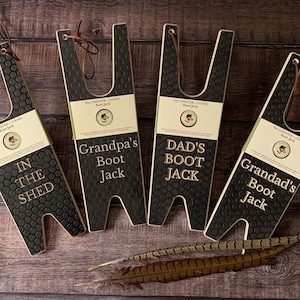 Grandparent&#39;s Gift, Romantic Boot Jack, Country Gift, Dog walkers Gift, Wooden Engraved Welly remover, Back pain, Personalised present,