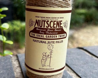 Natural jute garden twine, Pocket garden string, Gardening gift, Strong soft compostable twine spool, Biodegradable twine for plant support