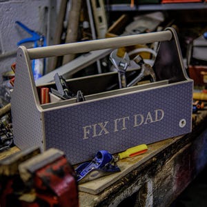 Wooden Tool Box, Engraved Tool Caddy, DIY Tool Box, Tool Storage Box, Tool Storage system, Tool Carrier, Tool Organiser, DIY Gift, Dads Gift