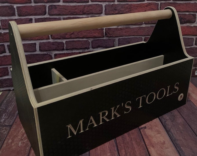Wooden Tool Box, Engraved Tool Caddy, DIY Tool Box, Tool Storage Box
