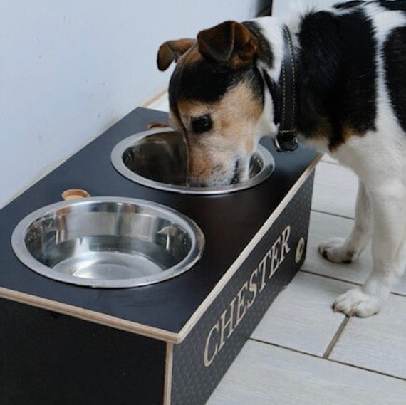 Large Dog Double Dog Bowl Table, Raised Feeder, Raised Dog Bowl