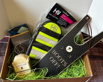 Horse Lover Gift Set,  Equestrian Boot jack, soap, sock, High Viz Collection, Horse Owner Gift, Riding Gift, Pony Gift, Luxury Equine Hamper
