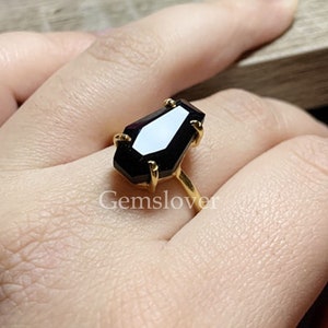 Black Onyx Ring, Coffin Gemstone Ring, Handmade Ring, 18k Gold Plated Ring, Gift For Her, Women Ring, Sterling Silver Ring, Gold Fill Ring