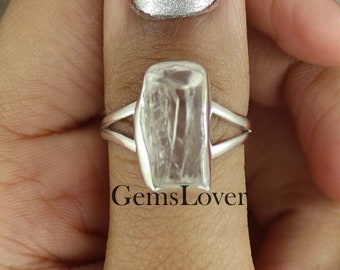 Raw Quartz Crystal Ring: 925 Sterling Silver, Rough Gemstone