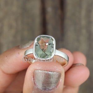 Natural Green Amethyst Ring, 925 Sterling Silver Ring, Healing Stone Ring, Bohemian Ring, Women Ring, Unisex Birthstone Ring, Gift For Her