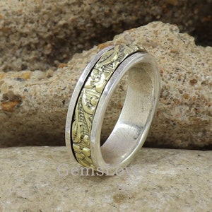 Textured Spinner Ring, 925 Sterling Silver Ring, Unisex Gift Ring, Fidget Ring, Meditation Jewelry, Ring For Women, Thumb Ring, Gift For Her