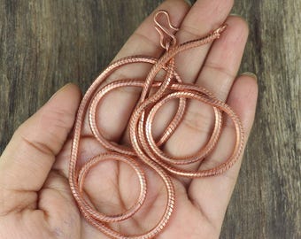 Snake Pure Copper Chain, Handmade Wire Wrapped Jewelry
