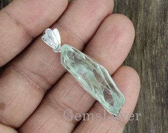 Raw Green Amethyst Pendant, Uncut Rough Amethyst Pendant, Healing Crystal Pendant, Natural Amethyst Necklace, Best Gift Women, Gift For Her