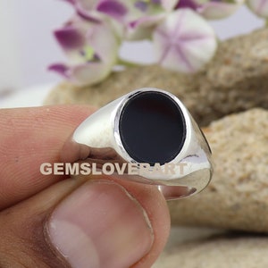 Black Onyx Ring, 925 Sterling Silver Ring, Onyx Gemstone Mens Ring, Huge Ring, Mens Signet Ring, Vintage Style Ring, Women's Gift Ring Her