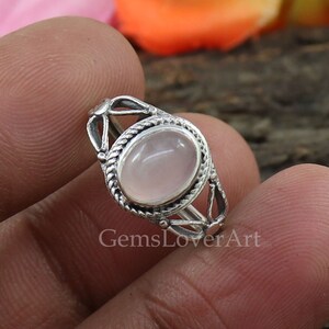 Pink Rose Quartz Ring, 925 Sterling Silver Ring, Statement Ring, Healing Stone Ring, Everyday Ring, Women Ring, Bohemian Ring, Gift For Her