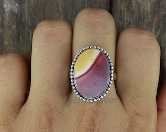Gift For Love Vintage Mookaite Ring 9.5 Gemstone Jewelry Gift For Her Mookaite Miss You Ring Mookaite Silver Ring Gift Ring For Mom