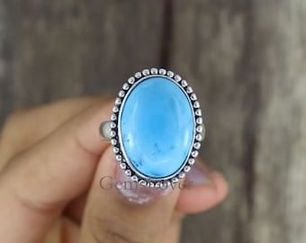Arizona Turquoise Ring: Oval Sterling Silver Statement Ring