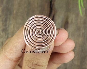 Pure Copper Wrap Ring, Hammered Ring, Copper Band Ring, Handmade Copper  Ring, Spiral Copper Ring, Arthritis Ring, Big Circle Spiral Ring