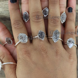 Raw Herkimer Diamond Ring: 925 Sterling Silver Promise Ring