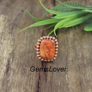 Orange Copper Turquoise Ring, Gemstone Ring, Copper Band Ring, Handmade Ring, Women Gift Ring,  Handmade Gift Jewelry , Healing Copper Ring