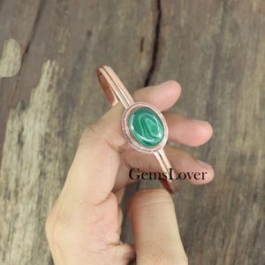Malachite Bangle, Pure Copper bangle, Gemstone Bangle, Handmade Bangle, Adjustable Cuff Bangle, Women Bangle, Copper Jewelry