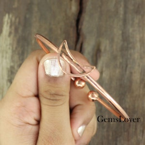 Copper Moon Adjustable Bangle, Handmade Copper Jewelry, Open Copper Bangle, Balls Copper Bangle, Pure Top Quality Copper, Wedding Bangles