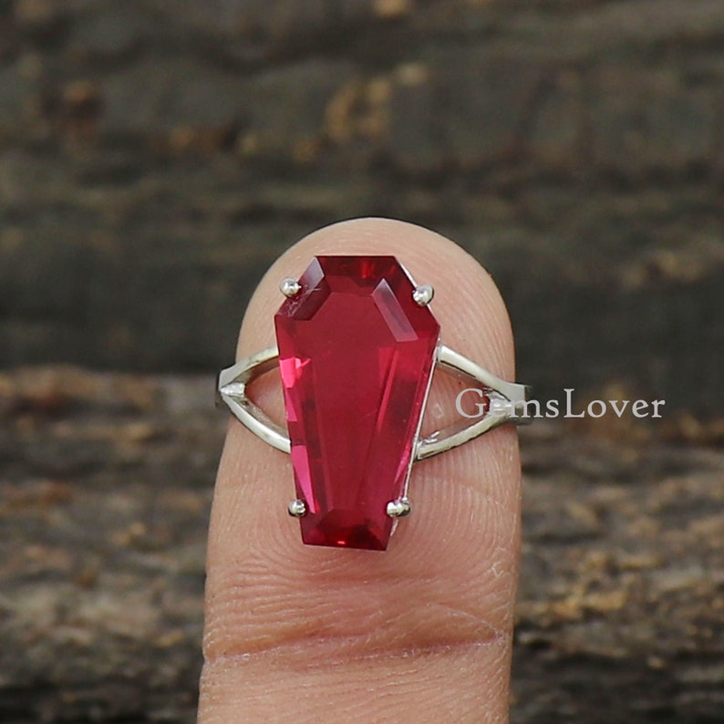 925 Silver Ring Handmade Ring Statement Ring Boho Ring Gemstone Ring Garnet Coffin Ring Gift For Her Women Ring Engagement Gift Ring