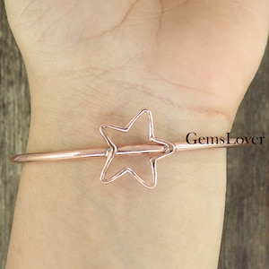 Copper Star Adjustable Bangle, Handmade Copper Jewelry, Open Copper Bangle Jewelry, Balls Copper Bangle, Pure Top Quality Copper