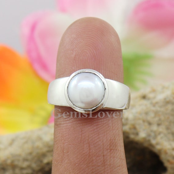Sterling Silver Freshwater White Double Pearl Open Shank Ring – LSJ