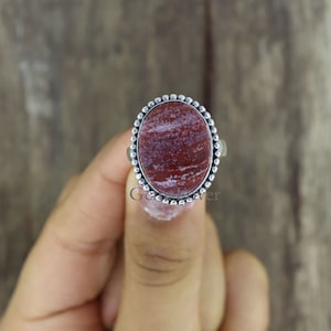 Natural Red Jasper Ring, 925 Sterling Silver Ring, Healing Gemstone Ring, Boho Ring, Statement Ring, Everyday Ring, Women Ring, Gift for Her
