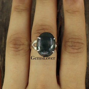 Natural Moss Agate Ring, 925 Sterling Silver Ring, Boho Statement Ring, Moss Agate Ring, Healing Crystal Ring, Everyday Ring, Gift For Her