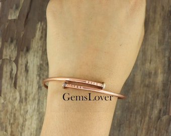 Handmade Pure Copper Bangle: Adjustable Stacking Bracelet
