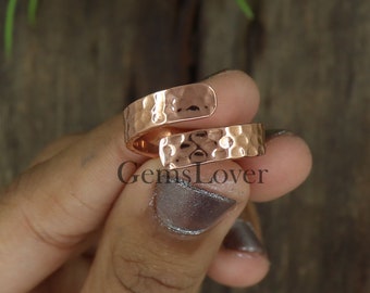 Hammered Copper Wrap Ring: Adjustable Arthritis Band Jewelry