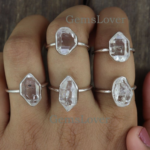 Natural Herkimer Diamond Ring Handmade 925 Sterling Silver Etsy